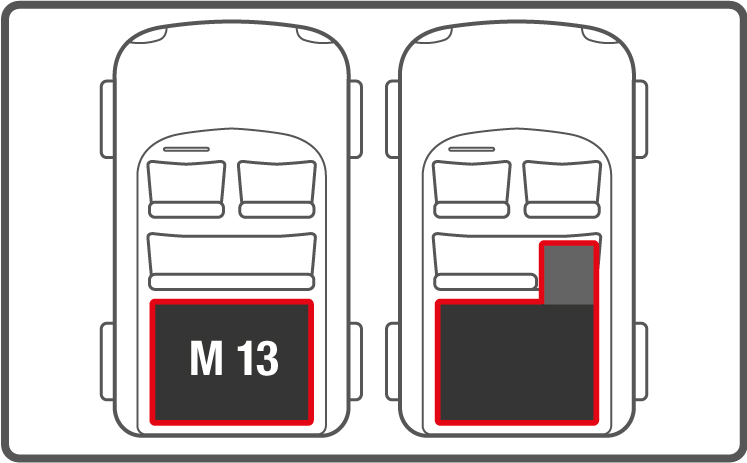 Die variante M13 erlaubt das Umklappen der Rückenlehne 1/3 oder 2/3, wenn Sie statt Ihres Hundes etwas anderes transportieren